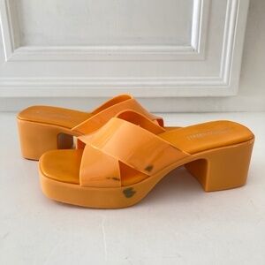 NWOT Jeffery Campbell Free People Vacay Vibes Platform Orange Sandals Sz 8/39